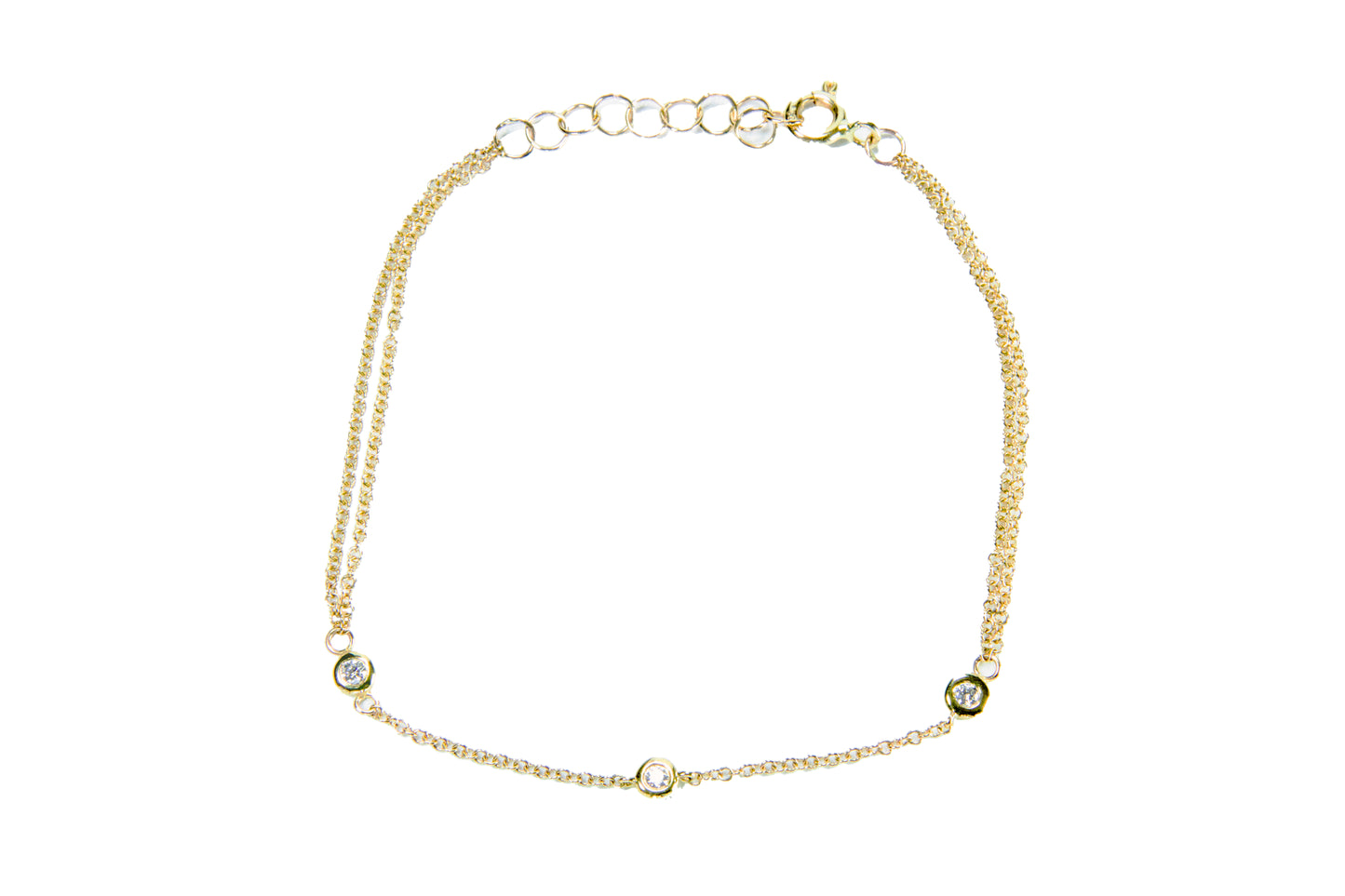 14K Three Prong Diamond Section Bracelet