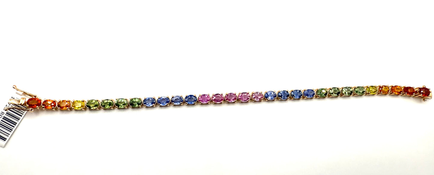 14k Large Oval Sapphire Rainbow Bracelet