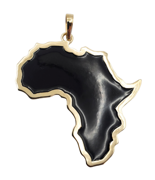 14K Gold and Enamel Large Africa Continent Pendant