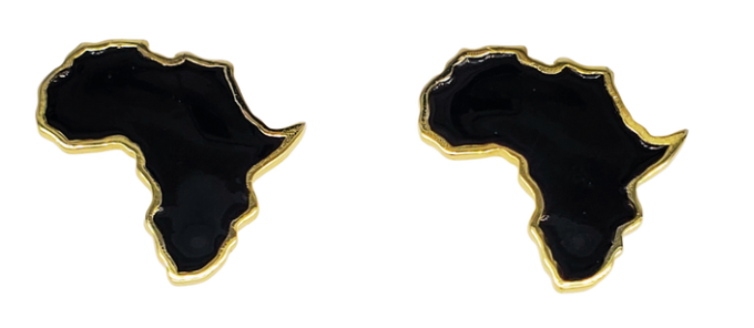 14k Gold and Enamel Africa Continent Studs