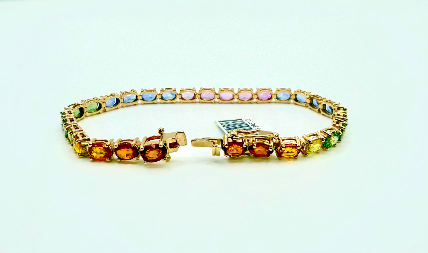 14k Large Oval Sapphire Rainbow Bracelet