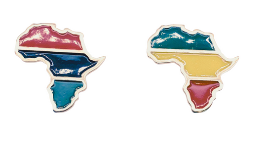 14K Gold and Enamel Pan-African Continent Studs