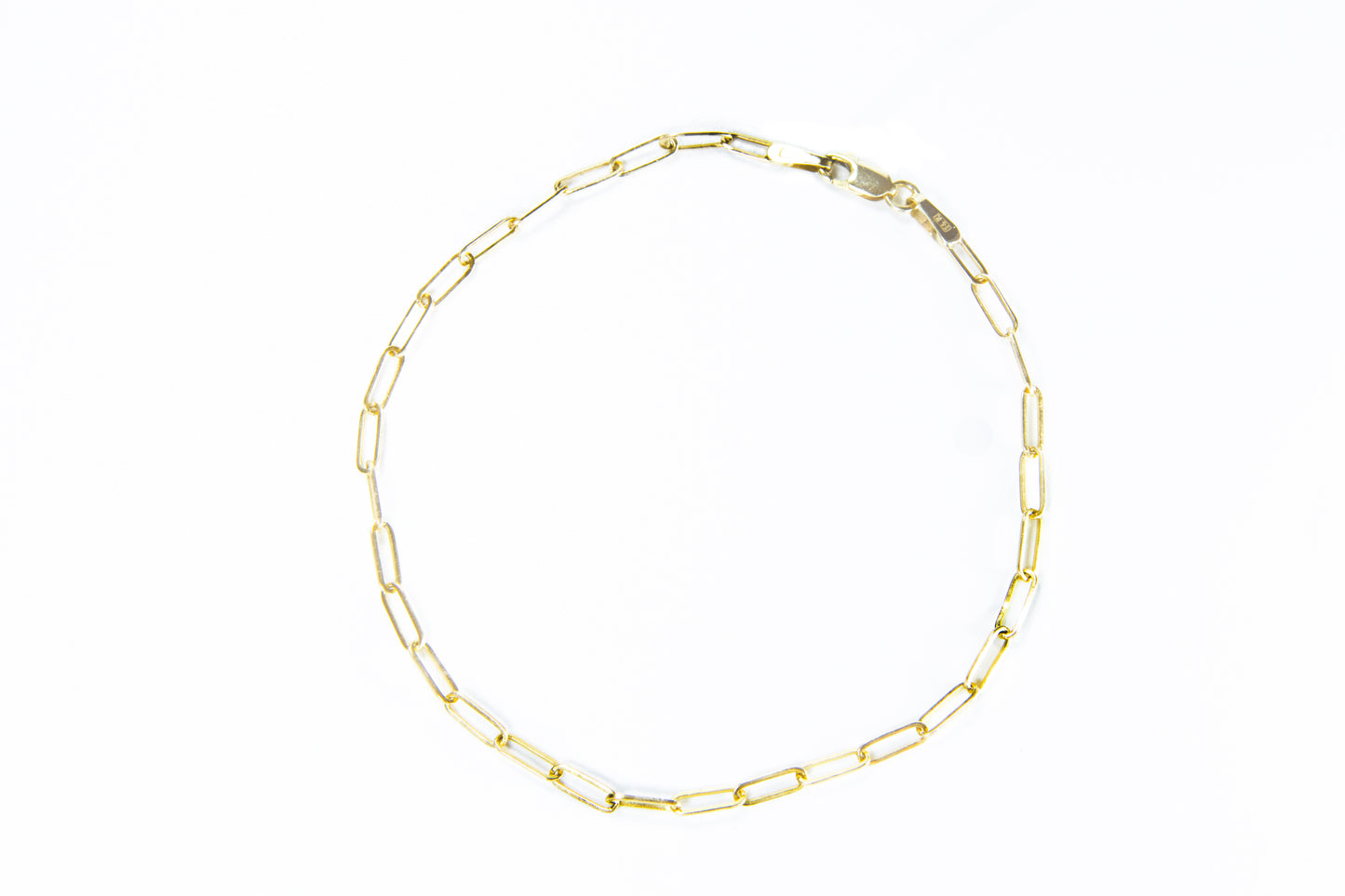 14K Thin Paperclip Bracelet