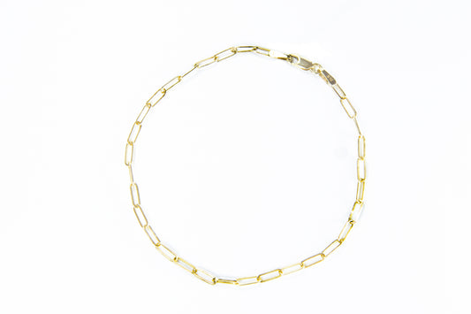 14K Thin Paperclip Bracelet